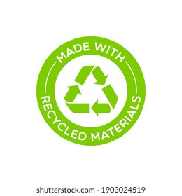 Vector Round Made With Recycled Materials Label - Shutterstock ID 1903024519