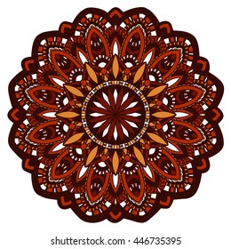 Vector round mandala in childish style. Ornamental doodle background.