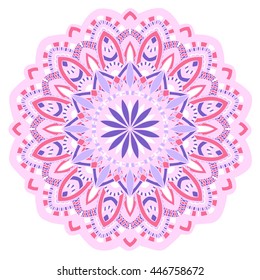 Vector round mandala in childish style. Ornamental doodle background.