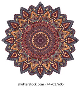 Vector round mandala in childish style. Ornamental doodle background.