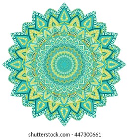 Vector round mandala in childish style. Ornamental doodle background.