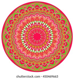 Vector round mandala in childish style. Ornamental doodle background. Islam, Arabic, Indian, turkish, pakistan, chinese, ottoman ornate motifs.