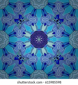 Vector round mandala in childish style. Ornamental doodle background. Vector nature seamless pattern with abstract ornament.
