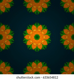 Vector round mandala in childish style. Ornamental doodle blue background. Vector nature seamless pattern with abstract ornament.