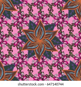 Vector round mandala in childish style. Ornamental doodle blue background. Vector nature seamless pattern with abstract ornament.