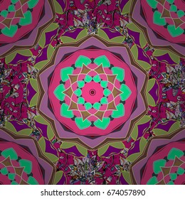 Vector round mandala in childish style. Ornamental doodle background. Vector nature seamless pattern with abstract ornament.