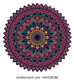 Vector round mandala. Decor for your design. Ornamental doodle background.. Round pattern, oriental style. Mandala Hand drawn. Vector nature seamless pattern with abstract ornament.
