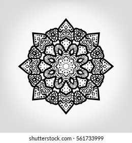 Vector round mandala. Ethnic decorative elements. Adult coloring page book.