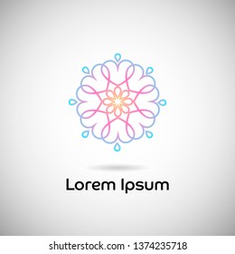 Vector round mandala logotype, ethnic ornament for spa, floral boutique, chinese or indian shop, yoga center, vegan power, arabian oriental, wellness. For logo, business card, invitation, promo