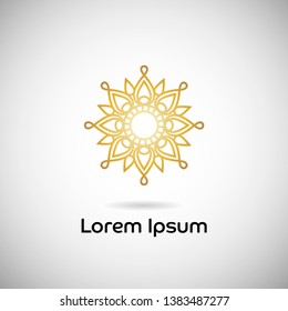 Vector round mandala logotype, ethnic ornament for spa, floral boutique, chinese or indian shop, yoga center, vegan power, arabian oriental, wellness. For logo, business card, invitation, promo