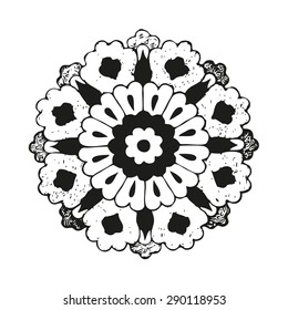 Vector round mandala oriental flower vintage, circle background, lacy arabesque designs. Orient traditional ornament. Oriental motif isolated on white