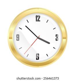 vector round mechanical gold watch with a white dial and black numbers