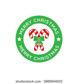 Vector Round Merry Christmas Label