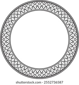 Vector round monochrome black national Persian ornament. Circle, ring, frame, border, ethnic pattern of the peoples of Iran, Iraq, Tajikistan
