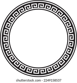 Vector round monochrome classic frame. Greek meander. Patterns of Greece and ancient Rome. Circle european border