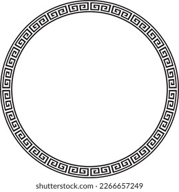 Vector round monochrome classic frame. Greek meander. Patterns of Greece and ancient Rome. Circle european border