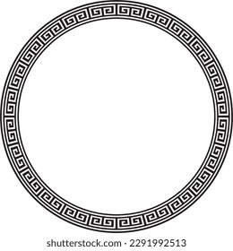 Vector round monochrome classic frame. Greek meander. Patterns of Greece and ancient Rome. Circle european border