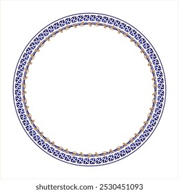 Vector round monochrome european frame arabesque. Vintage, ethnic vector frame with arabesques. Pattern frame for round surfaces, household utensils, textiles, embroidery. EPS