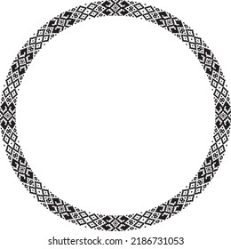 Vector round monochrome seamless Belarusian national ornament. Ethnic endless circle black border, Slavic peoples frame. 