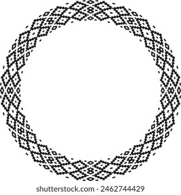 Vector round monochrome seamless Belarusian national ornament. Ethnic endless circle black border, Slavic peoples frame. 