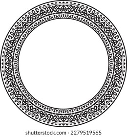 Vector round monochrome seamless classical byzantine ornament. Infinite circle, border, frame Ancient Greece, Eastern Roman Empire. Decoration of the Russian Orthodox Church.
