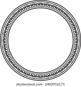 Vector round monochrome seamless classical byzantine ornament. Infinite circle, border, frame Ancient Greece, Eastern Roman Empire. Decoration of the Russian Orthodox Church.
