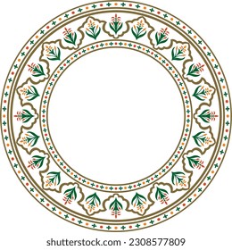 Vector round national colored ornament of ancient Persia. Iranian ethnic circle, ring, border, frame.
