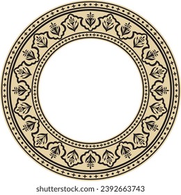 Vector de oro nacional y ornamento negro de la antigua Persia. Círculo étnico iraní, anillo, frontera, marco.
