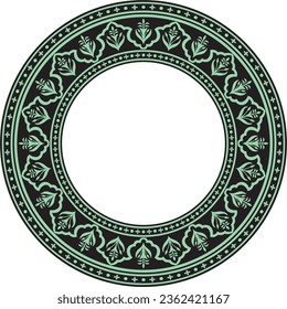 Vector alrededor de verde nacional con adorno negro de la antigua Persia. Círculo étnico iraní, anillo, frontera, marco.
