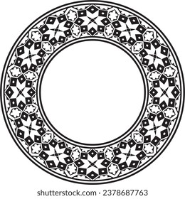 Vector alrededor del ornamento nacional monocromo negro de la antigua Persia. Círculo étnico iraní, anillo, frontera, marco.
