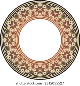 Vector round national red and black ornament of ancient Persia. Iranian ethnic circle, ring, border, frame.
