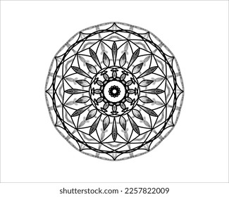 Vector round ornament with black transformed lines on a white background