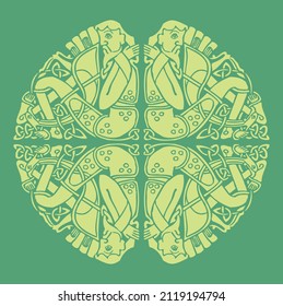Vector round ornament in Celtic style 