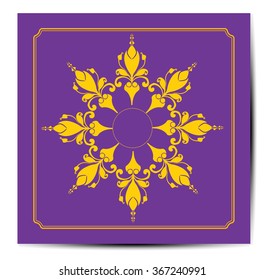 Vector round ornament, logo icon label design element. Abstract geometric floral shapes, line art.