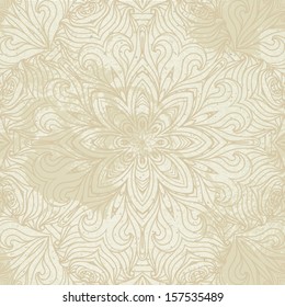Vector round ornament with swirls in a classic style.Vintage grunge background.  Perfect for invitations, announcement or greetings. 