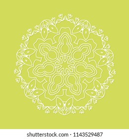 Vector round ornamental contour mandala frame. Perfect for logo, oriental decoration, coloring books. Indian, Islam, Arabic motifs. Vector hand drawn illustration.