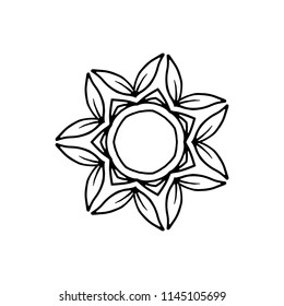 Vector round ornamental contour mandala frame. Perfect for logo, oriental decoration, coloring books. Indian, Islam, Arabic motifs. Vector hand drawn illustration.