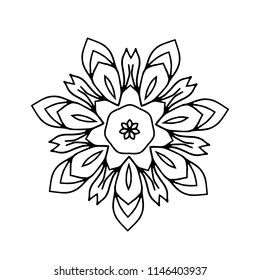 Vector round ornamental contour mandala frame. Perfect for logo, oriental decoration, coloring books. Indian, Islam, Arabic motifs. Vector hand drawn illustration.