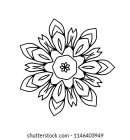 Vector round ornamental contour mandala frame. Perfect for logo, oriental decoration, coloring books. Indian, Islam, Arabic motifs. Vector hand drawn illustration.
