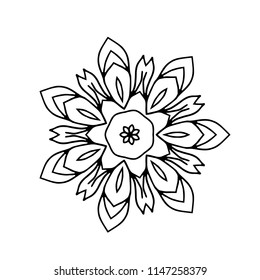 Vector round ornamental contour mandala frame. Perfect for logo, oriental decoration, coloring books. Indian, Islam, Arabic motifs. Vector hand drawn illustration.