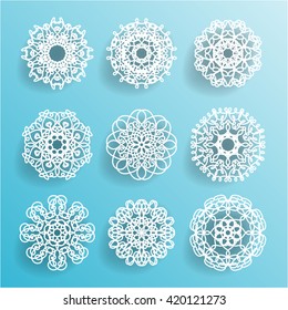 Vector Round Ornamental Geometric Doily Pattern, 