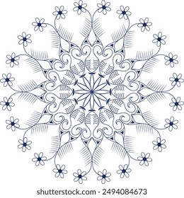 Vector redondo Diseño gráfico ornamental. Adornos redondos decorativos de patrones florales.