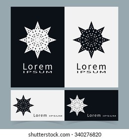 Vector round ornaments collection, business cards set. Logo icon label design elements. Black symbols stylized flowers. Abstract geometric floral shapes, line art.