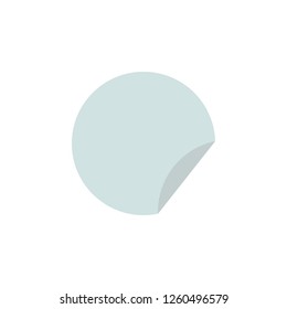 Vector round paper sticker with bent edge isolated on white background. Vector icon