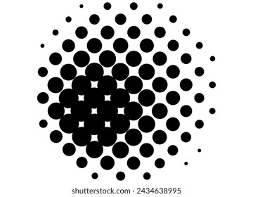 Vector round pattern of black dots on a white background. Abstract vector background. halftone
