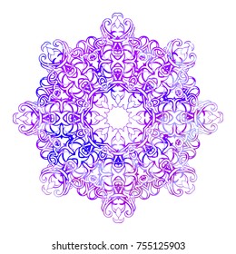 Vector round pattern. Hand drawn abstract background. Decorative retro banner isolated. Invitation, t-shirt print, wedding card, scrapbooking. Tattoo element. Mandala, snowflake