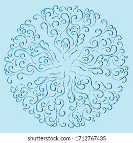 Vector round pattern, icon, logo on a blue background