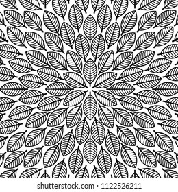 Vector round pattern with leaves. Floral pattern. Elegant beautiful nature ornament for fabric, wrapping and textile.