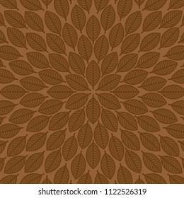 Vector round pattern with leaves. Floral pattern. Elegant beautiful nature ornament for fabric, wrapping and textile.