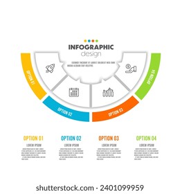 Vector round pie chart infographic template colorful with 4 options for presentations